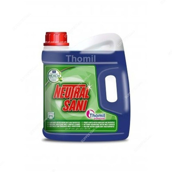 Thomil Neutral Sani Neutral Sanitizing Multi-surface Cleaner, Marine Scented, 4 Litre, Blue