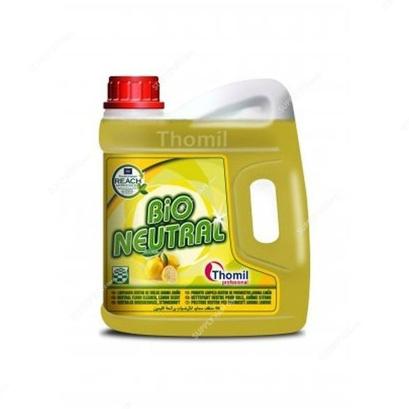 Thomil Bio Neutral Lemon Neutral Floor Cleaner, Lemon Scented, 4 Litre, Yellow