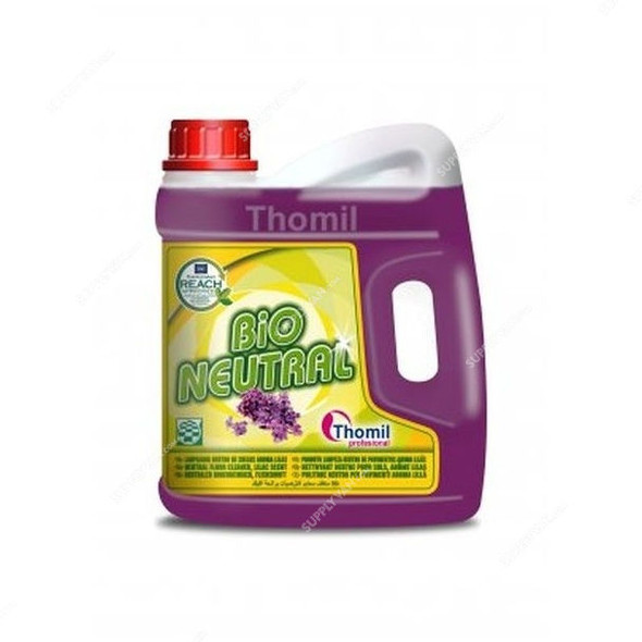 Thomil Bio Neutral Lilac Neutral Floor Cleaner, TSMF023, Lilac Scented, 4 Litre, Violet, PK4