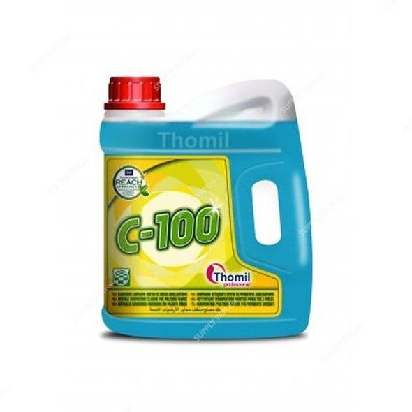 Thomil C-100 Neutral Renovating Cleaner for Polished Floors, TSMA008, Pine Scented, 4 Litre, Blue, PK4