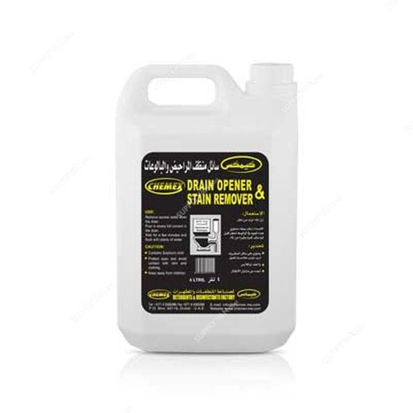 Chemex Drain Opener and Stain Remover, 4 Ltrs, 4 Pcs/Pack Chemex Drain Opener and Stain Remover, 4 Ltrs, 4 Pcs/Pack