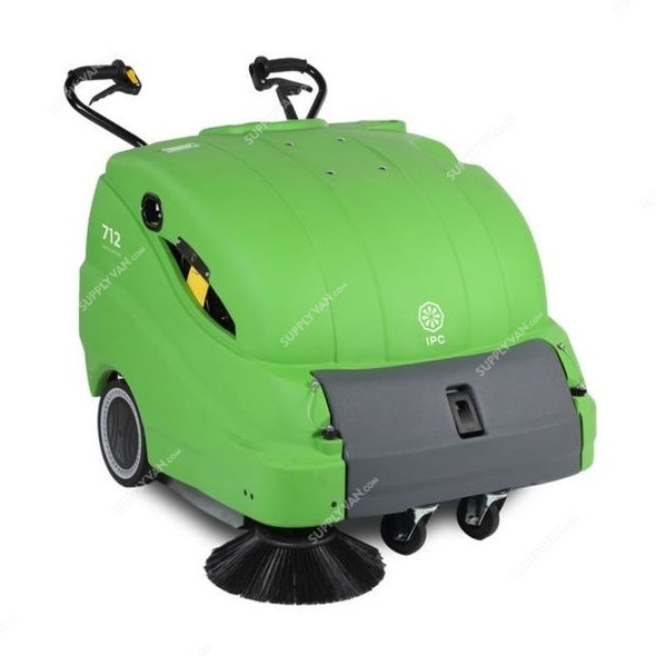 IPC Battery Operated Walk Behind Sweeper, 712-ET, 65 Litres, Green and Black