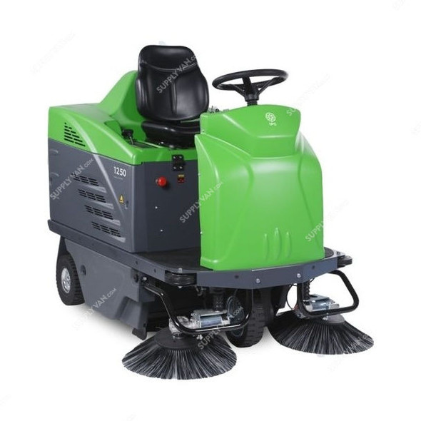 IPC Battery Operated Ride On Sweeper, 1250-E, 260W, Green and Black