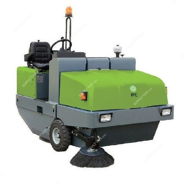 IPC 36HP Lombardini Engine Diesel Operated Ride On Sweeper, 191-D, 500 Litres, Green and Black