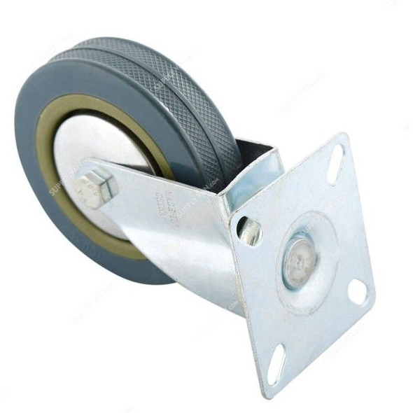 Industrial Swivel Plate Caster Wheel, 4 Inch, Metal, Silver