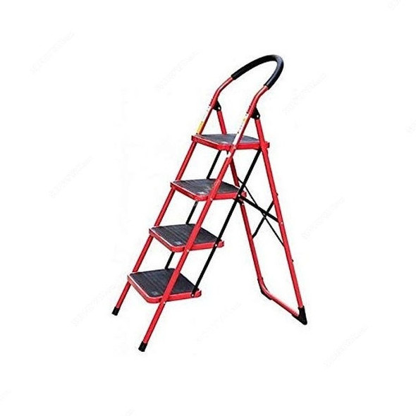 Robustline 4 Steps Home Purpose Ladder, 49.5 x 6.5 x 156CM, Steel, Red and Black