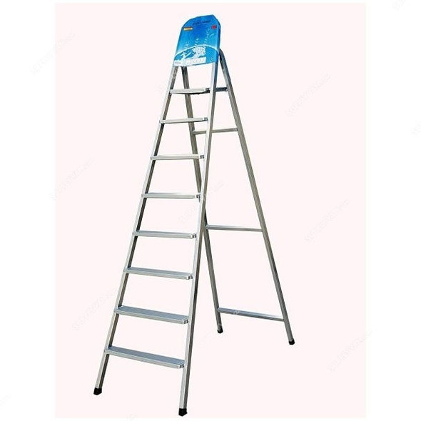 Robustline 8 Steps Ladder, Steel, Silver