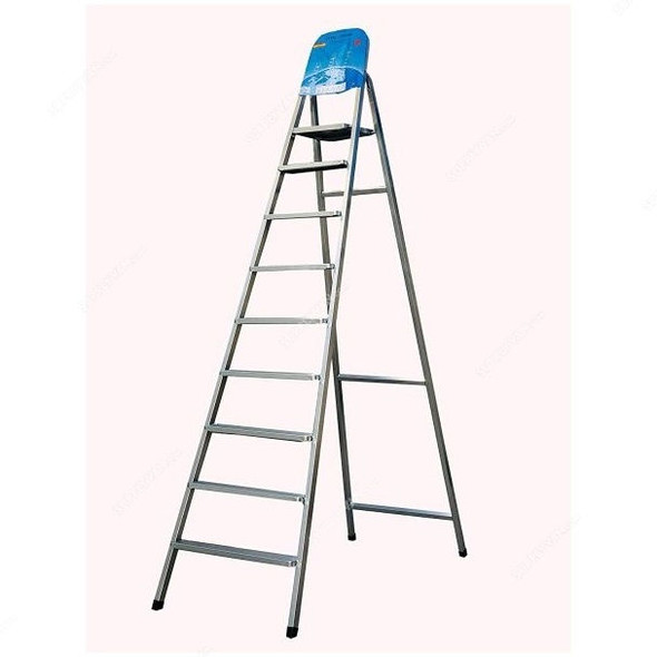 Robustline 9 Steps Ladder, Steel, Silver