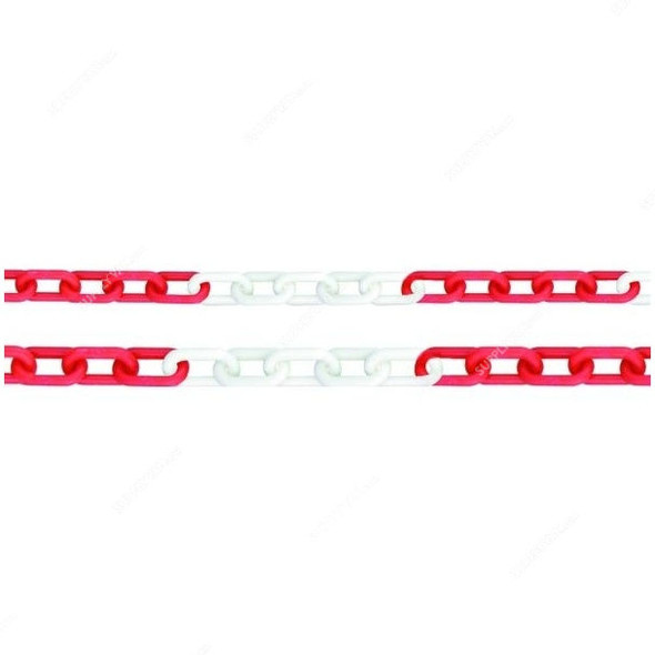 Robustline Warning Chain, 18.5 Mtrs, Plastic, Red and White