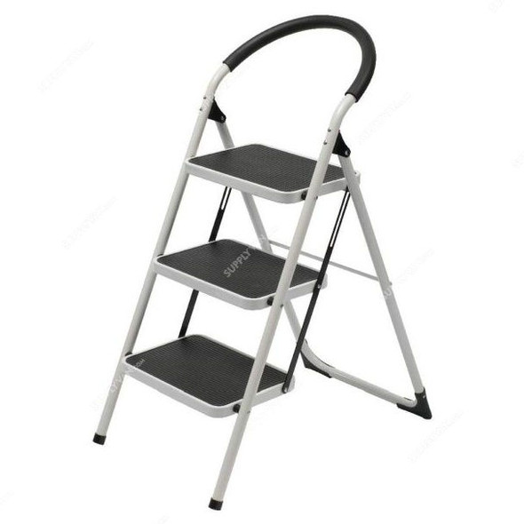 Robustline 3 Steps Home Purpose Ladder, Steel, Black and White