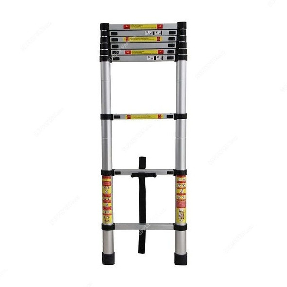 ZEJ Telescoping Extension Ladder, 5 Mtrs, 150 kg, Aluminium, Silver