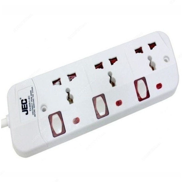 JEC 3 Way Extension Socket, EX-5656-3, 3 Mtrs, White