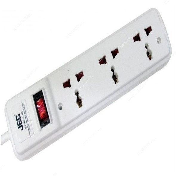 JEC 3 Way Extension Socket, EX-5652-3, 3 Mtrs, White