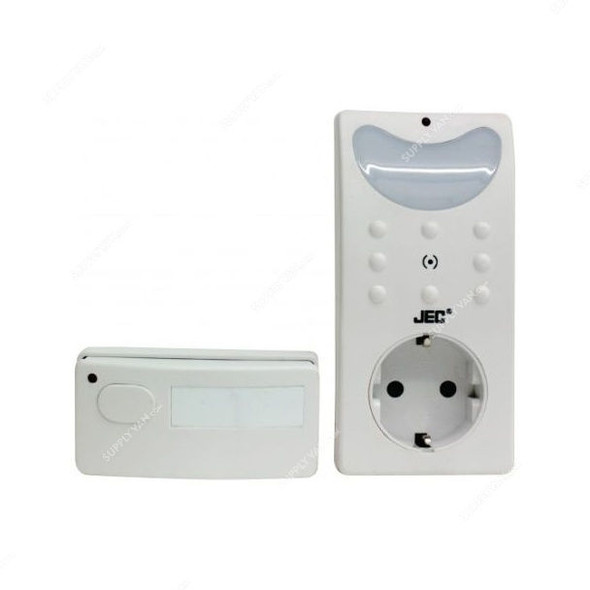 JEC Plug-In Wireless Door Bell with Socket, BR-1456, White