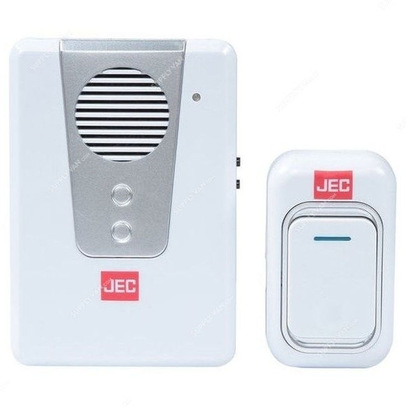 JEC Wireless Door Bell, BR-1462, Plastic, 3-4.5V, White
