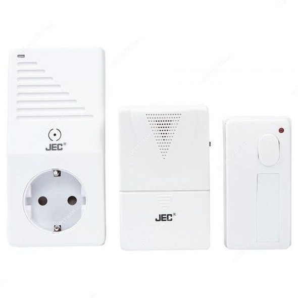 JEC Wireless Door Bell, BR-1458, Plastic, White