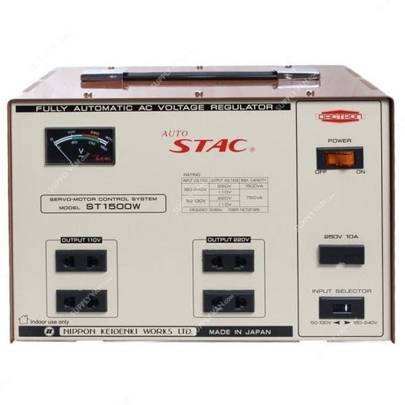 Auto Stac Full Automatic AC Voltage Regulator, ST1500W, 1500VA, Brown