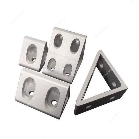 Extrusion Wide Gusseted Inside Corner Bracket, 80 Series, 8 Hole, Aluminium, 80 x 80MM