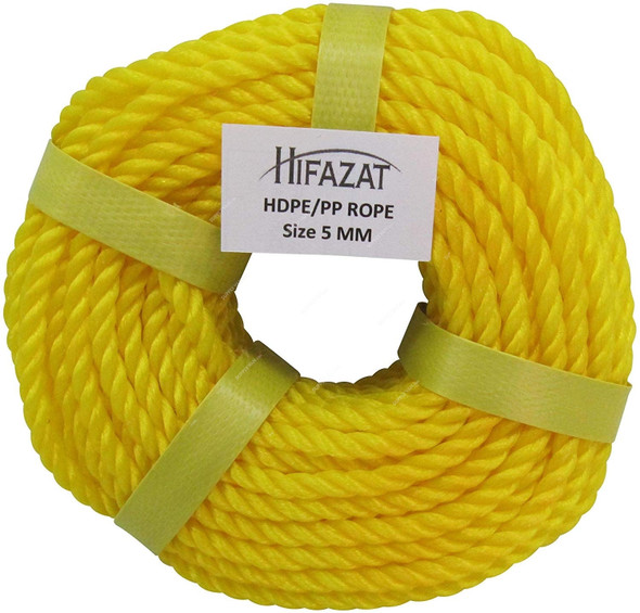 Hifazat Rope, SHGT-NRYL-525, Nylon, 5MM x 22.86 Mtrs, Yellow