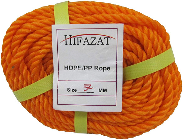 Hifazat Rope, SHGT-NRO-725, Nylon, 7MM x 22.86 Mtrs, Orange