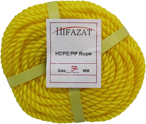 Hifazat Rope, SHGT-NRYL-725, Nylon, 7MM x 22.86 Mtrs, Yellow