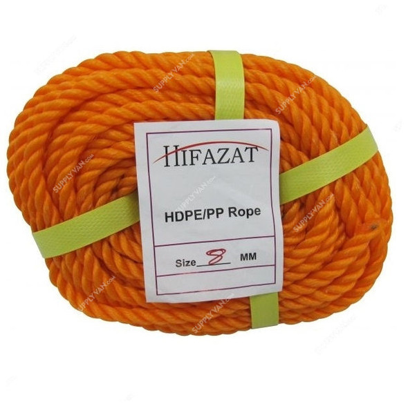 Hifazat Rope, SHGT-NRO-825, Nylon, 8MM x 22.86 Mtrs, Orange