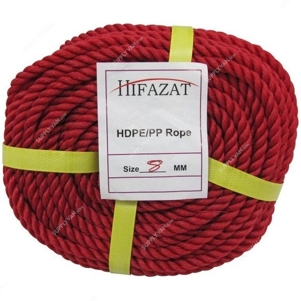 Hifazat Rope, SHGT-NRR-825, Nylon, 8MM x 22.86 Mtrs, Red