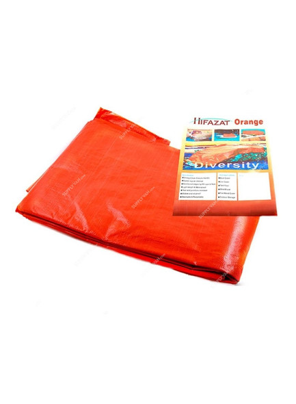 Hifazat Waterproof Tarpaulin, SHGT-TARP-O1215140, Polyethylene, 4.6 x 3.7 Mtrs, Orange
