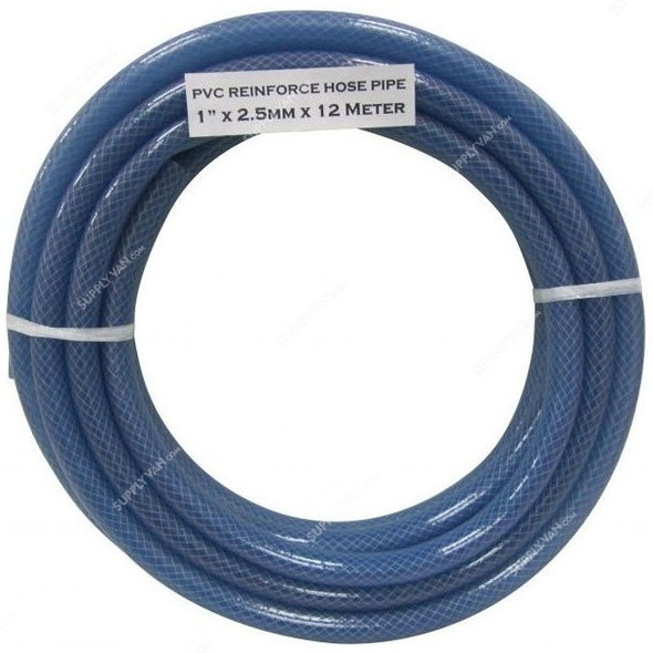 Hifazat PVC Reinforce Hose Pipe, SHGT-C-1-25-12, 12 Mtrs, Clear Blue