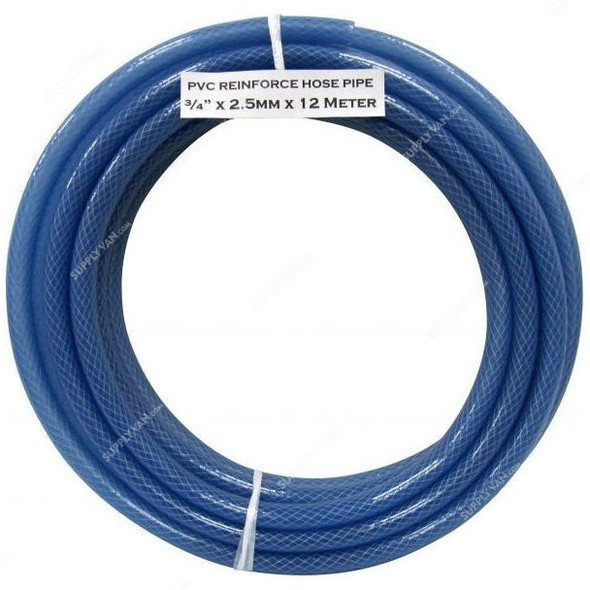 Hifazat PVC Reinforce Hose Pipe, SHGT-C-34-25-12, 12 Mtrs, Clear Blue