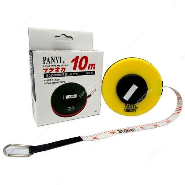Panyi Fiberglass Measuring Tape, SHGT-PVC8-10, 10 Mtrs, Yellow