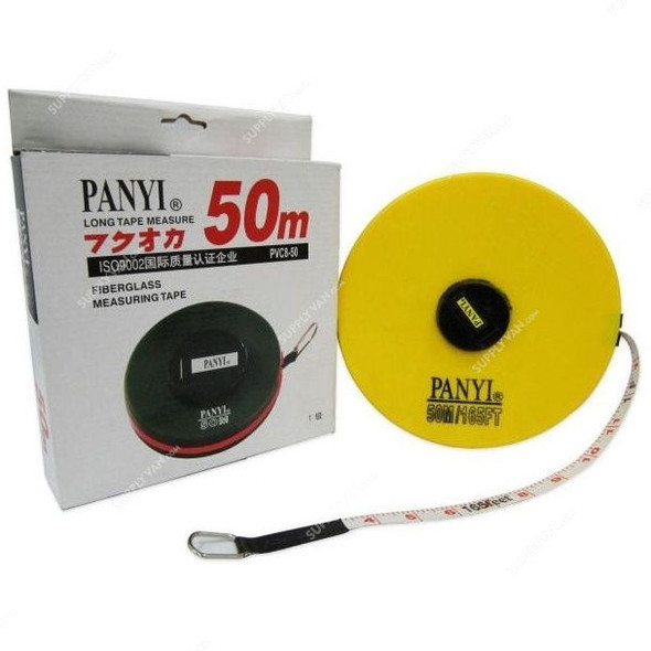 Panyi Fiberglass Measuring Tape, SHGT-PVC8-50, 50 Mtrs, Yellow