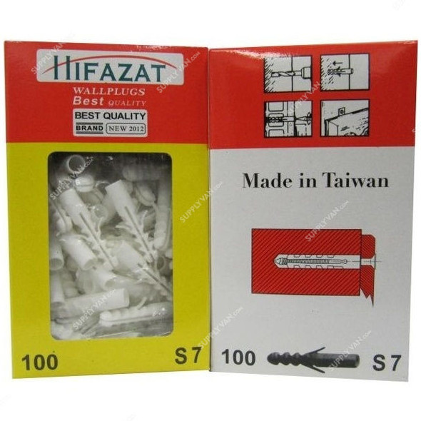 Hifazat Nylon Plug, SHFN-HFP-S7, Plastic, 7MM, White, 100 Pcs/Pack