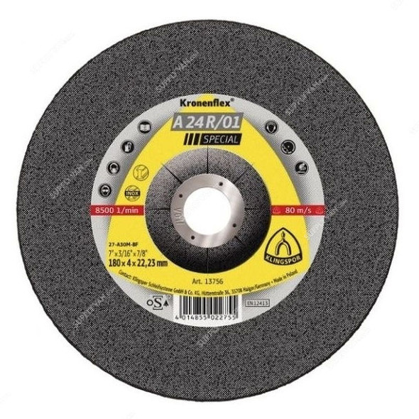 Klingspor Grinding Disc, A24R01, Kronenflex, Special, 180MM, 10 Pcs/Pack