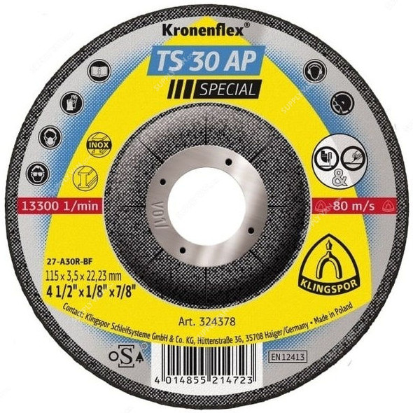 Klingspor Grinding Disc, TS30AP, Kronenflex, Special, 150MM