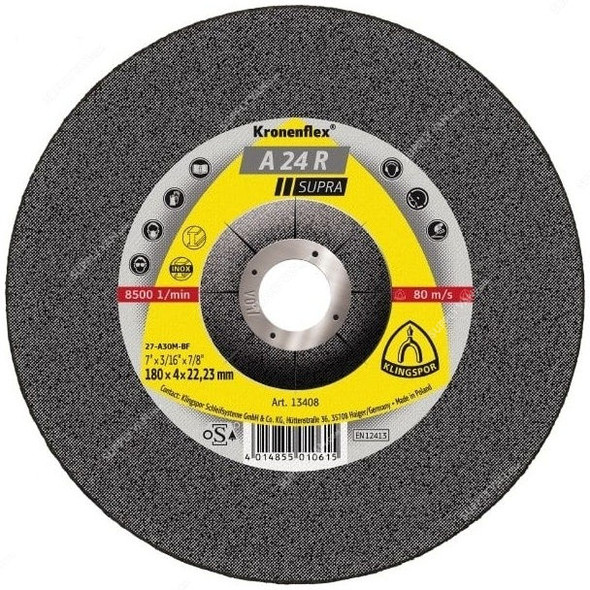 Klingspor Grinding Disc, A24R , Kronenflex, Supra, 180 x 10MM