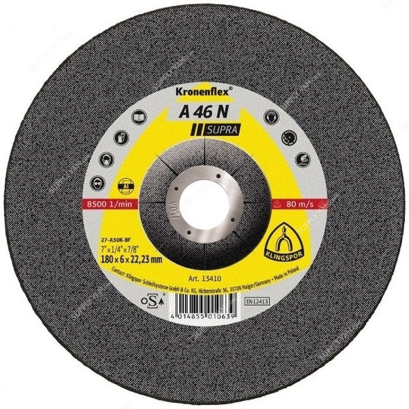 Klingspor Grinding Disc, A46N , Kronenflex, Supra, 180 x 6MM