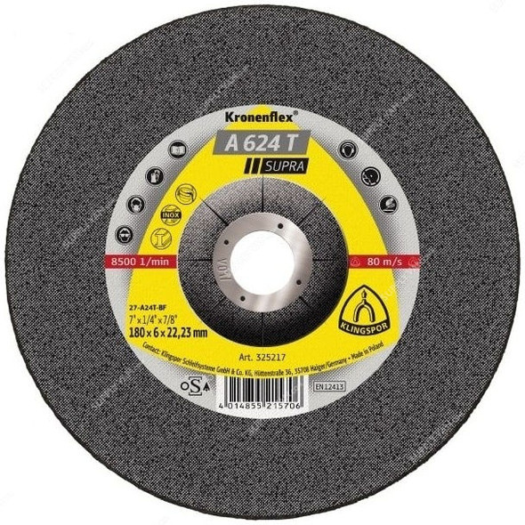 Klingspor Grinding Disc, A624T, Kronenflex, Supra, 180MM