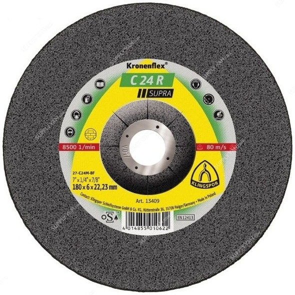 Klingspor Grinding Disc, C24R, Kronenflex, Supra, 180MM