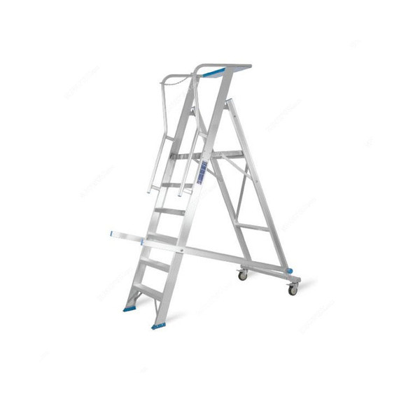 Topman Rolling Warehouse Ladder, RWAL4, Aluminium, 3+1 Steps, 150 Kg Loading Capacity