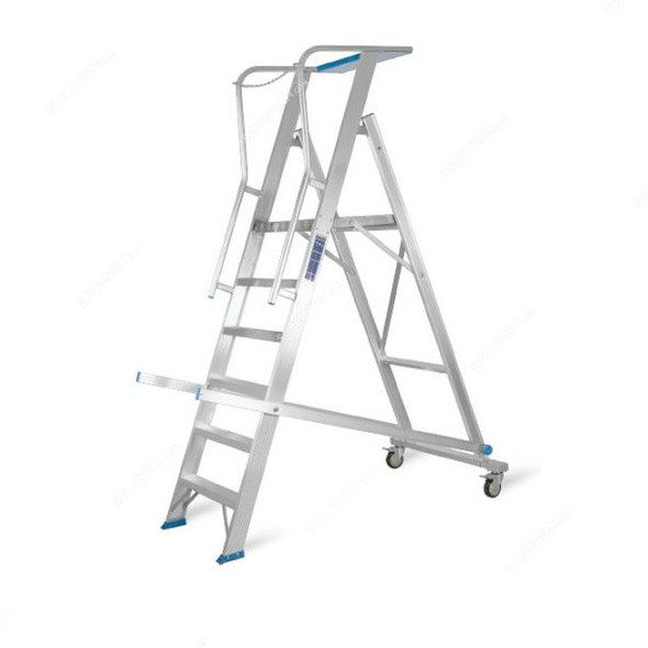 Topman Rolling Warehouse Ladder, RWAL6, Aluminium, 5+1 Steps, 150 Kg Loading Capacity