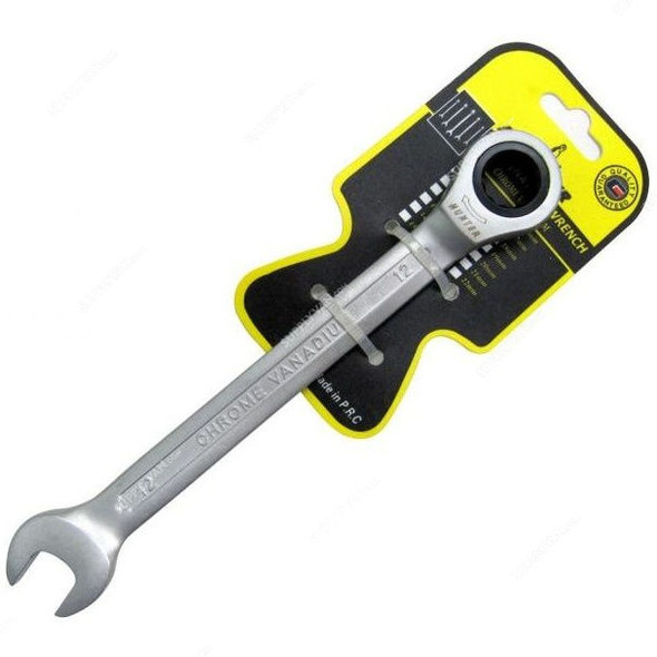 Hunter Ratchet Combination Wrench, SH-HRS-12, Chrome Vanadium, 12MM, Silver