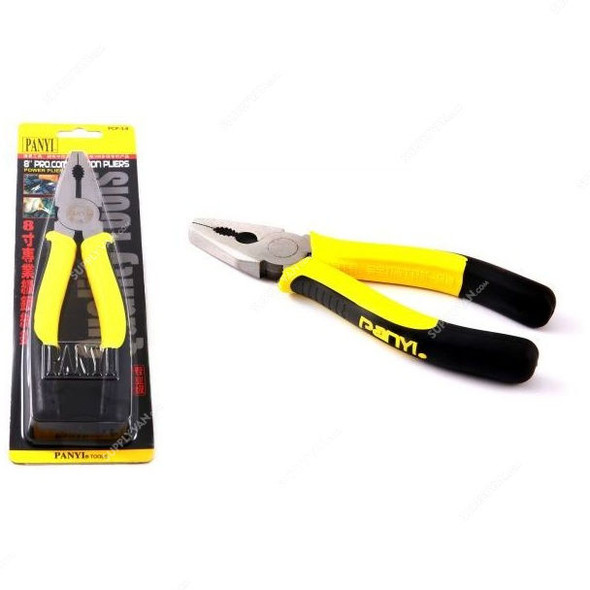 Panyi Professional Combination Plier, SH-6-PCP-3-8, 200MM, Yellow and Black