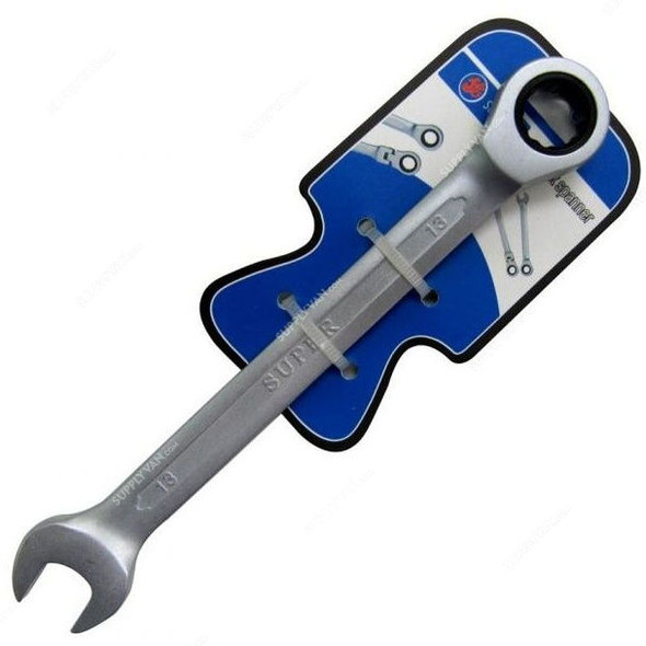 Super Ratchet Combination Wrench, SH-SRS-13, Chrome Vanadium, 13MM, Silver