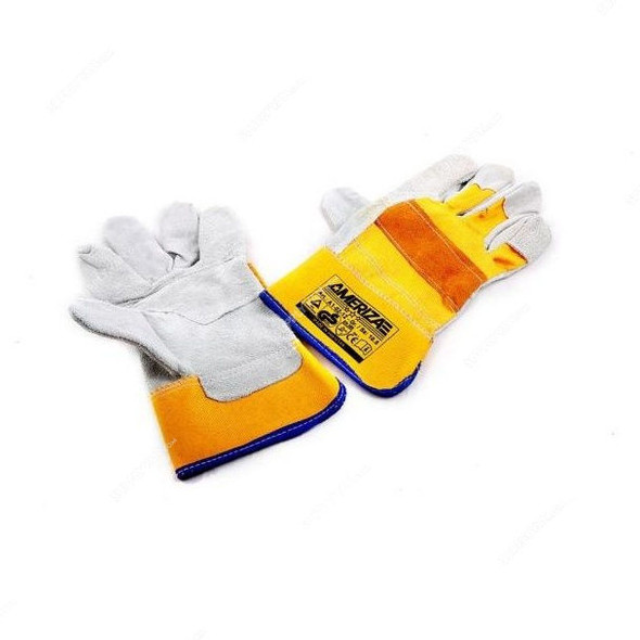 Hifazat Safety Glove, SH-HLG-1Doz, Leather, Yellow, PK12