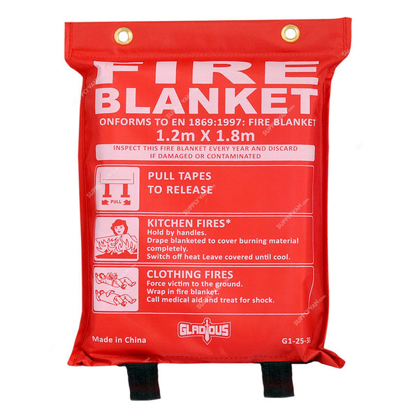 Gladious Fire Blanket, G125332021, Fiber Glass, 1.2 x 1.8 Mtrs, Gold