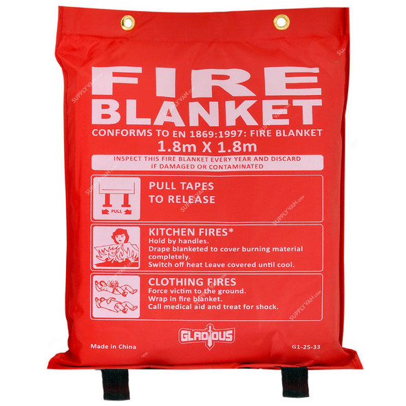 Gladious Fire Blanket, G125332022, Fiber Glass, 1.8 x 1.8 Mtrs, Gold