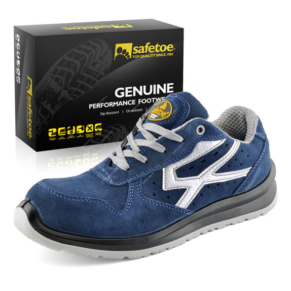 Safetoe Low Ankle Shoes, L-7328, Best Jogger, S1P SRC, Genuine Leather, Size39, Blue