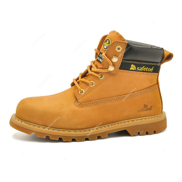 Safetoe High Ankle Shoes, M-8173, Best Cat, SBP SRC, Genuine Leather, Size42, Honey
