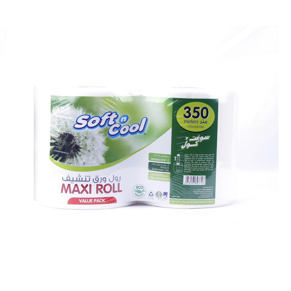 Hotpack Paper Maxi Roll, SNCMR1TW175VP, Soft n Cool, 1 Ply, 175 Mtrs, White, Twin Pack